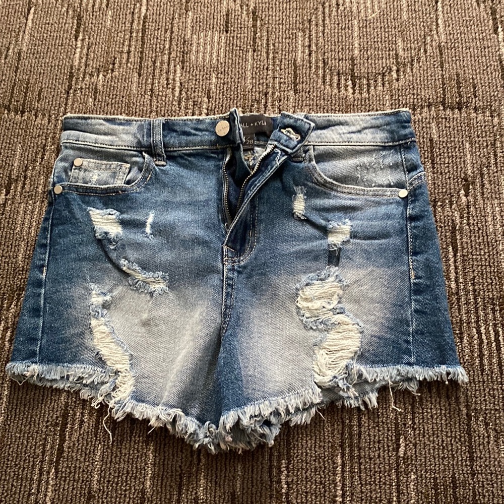 Blue and light blue denim washed kendall + kylie shorts